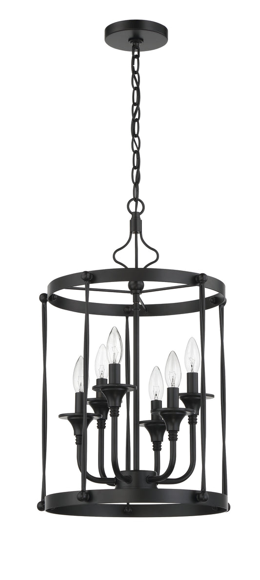 Craftmade Jolenne 6 -Light Flat Black Traditional Cylinder Medium Hanging Pendant light