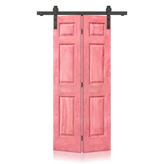CALHOME 24-in x 80-in Antique Red MDF Hollow core Single Barn Door (Hardware Included)