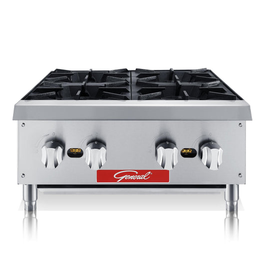 BevLes 24-in Stainless Steel 4 Elements Gas Hot Plate GCHP-24-4LP