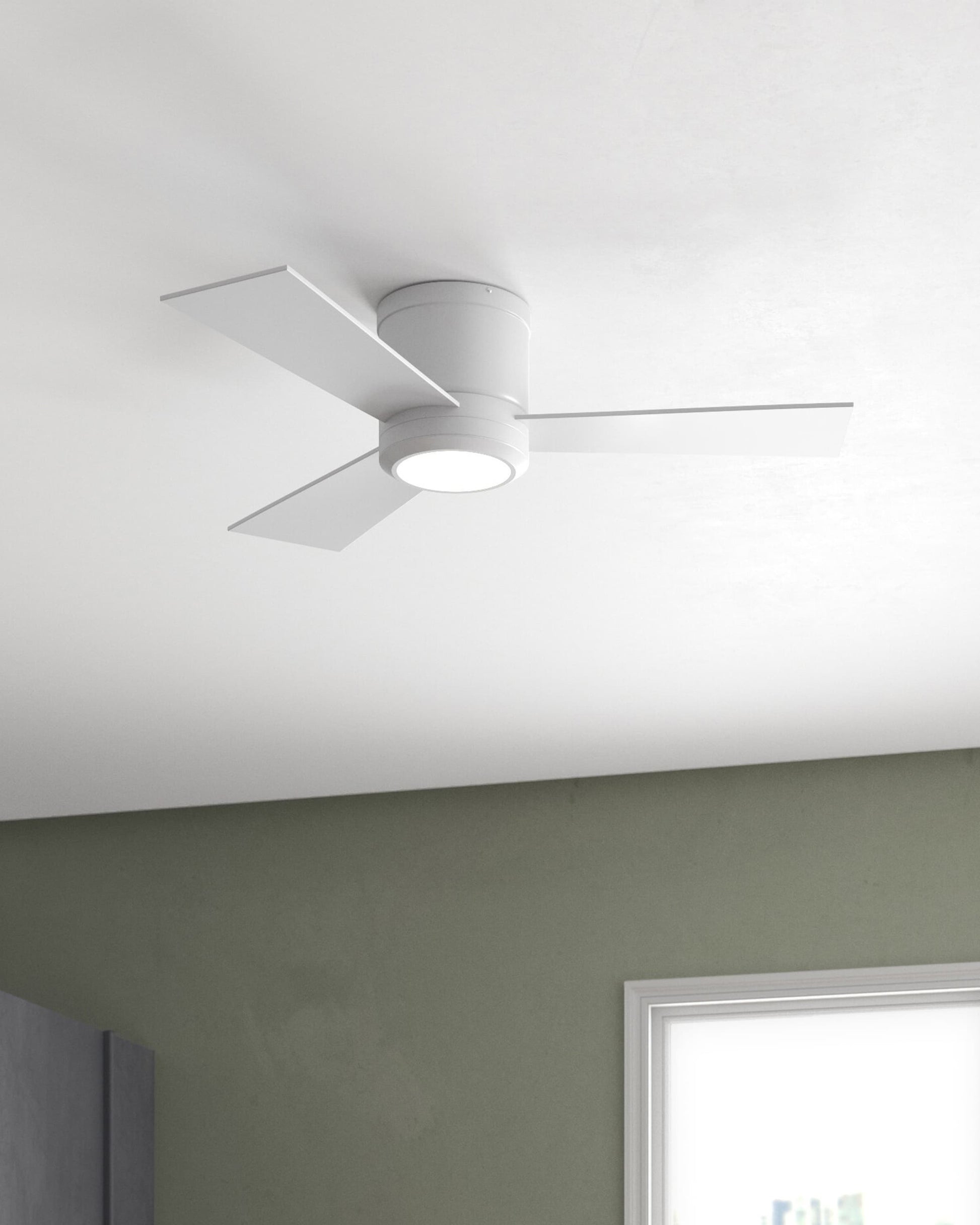 Generation Lighting Clarity 42-in Integrated LED Flush Mount Matte White with Matte White Blades Ceiling Fan With Light - Remote Included ( 3 -Blade )
