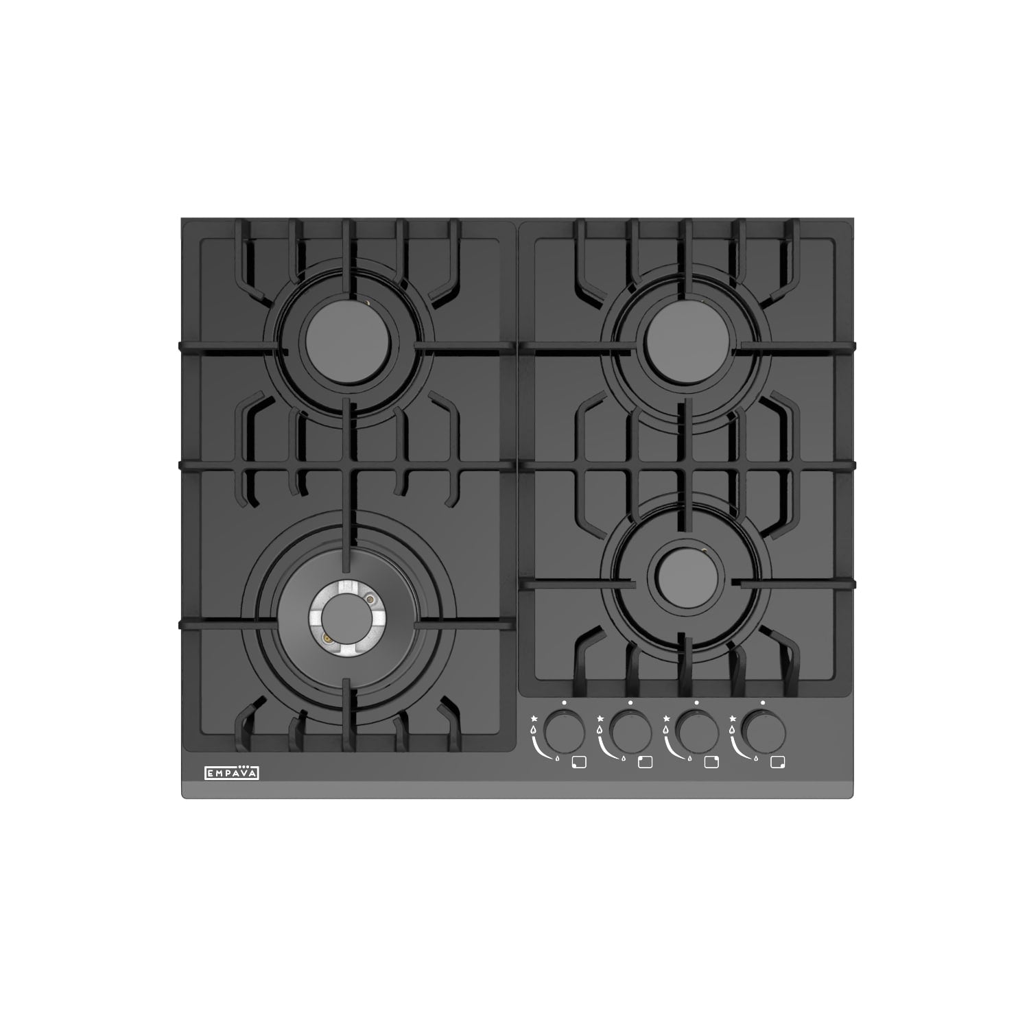 Empava 24-in 4 burners Black Gas Cooktop