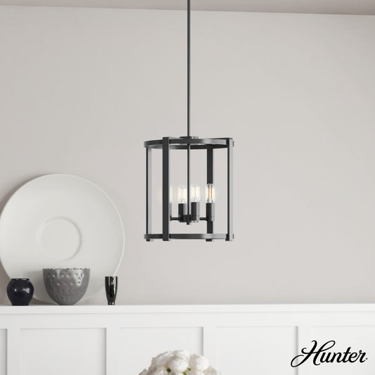 Hunter Astwood 4 -Light Matte Black Transitional For Use in Bedrooms, Dining Rooms, Foyers, Kitchens, Living Rooms Chandelier 1952870