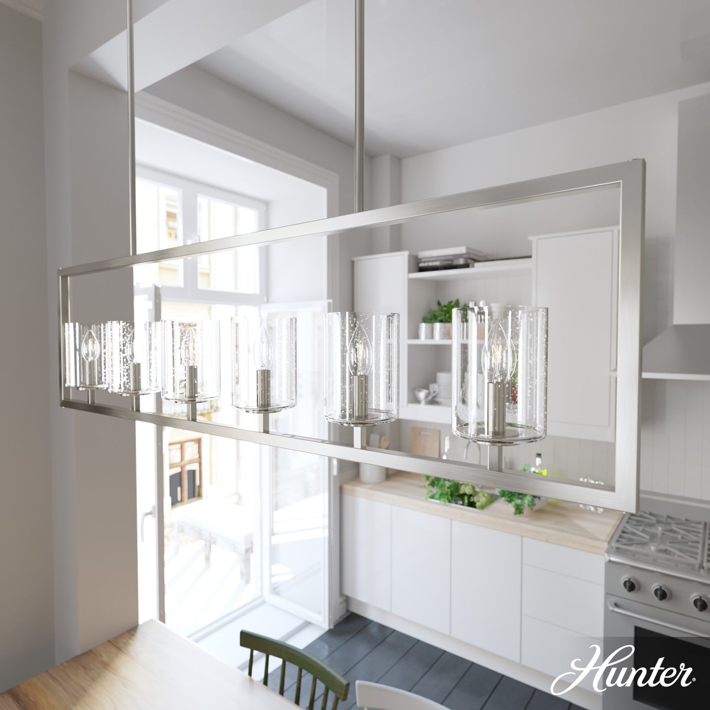 Hunter Kerrison 6 -Light Brushed Nickel Transitional For Use in Bedrooms, Dining Rooms, Foyers, Kitchens, Living Rooms Chandelier 4849648