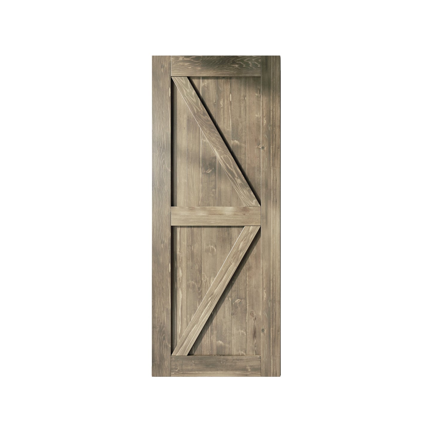HOMACER 38-in x 84-in Classic Gray K-frame Pine Wood Solid core Single Barn Door (Hardware Not Included)