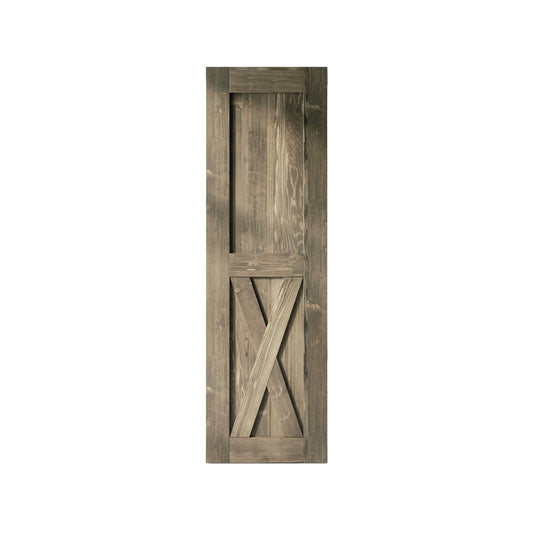HOMACER 28-in x 84-in Classic Gray Prefinished X-frame Pine Wood Solid core Single Barn Door (Hardware Not Included)