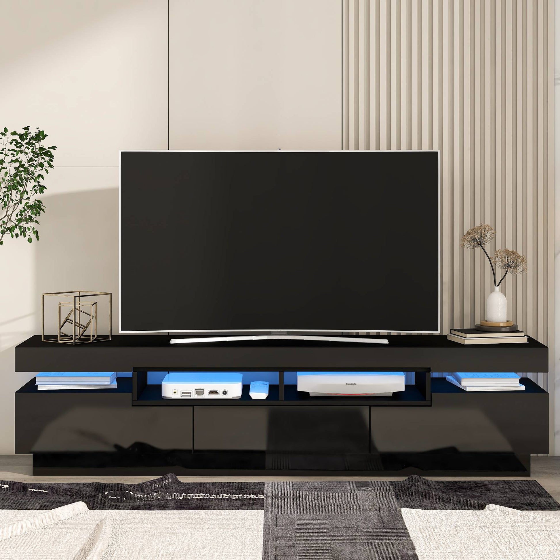 Yiekholo Modern/Contemporary Black Tv Cabinet (Accommodates TVs up to 70-in)