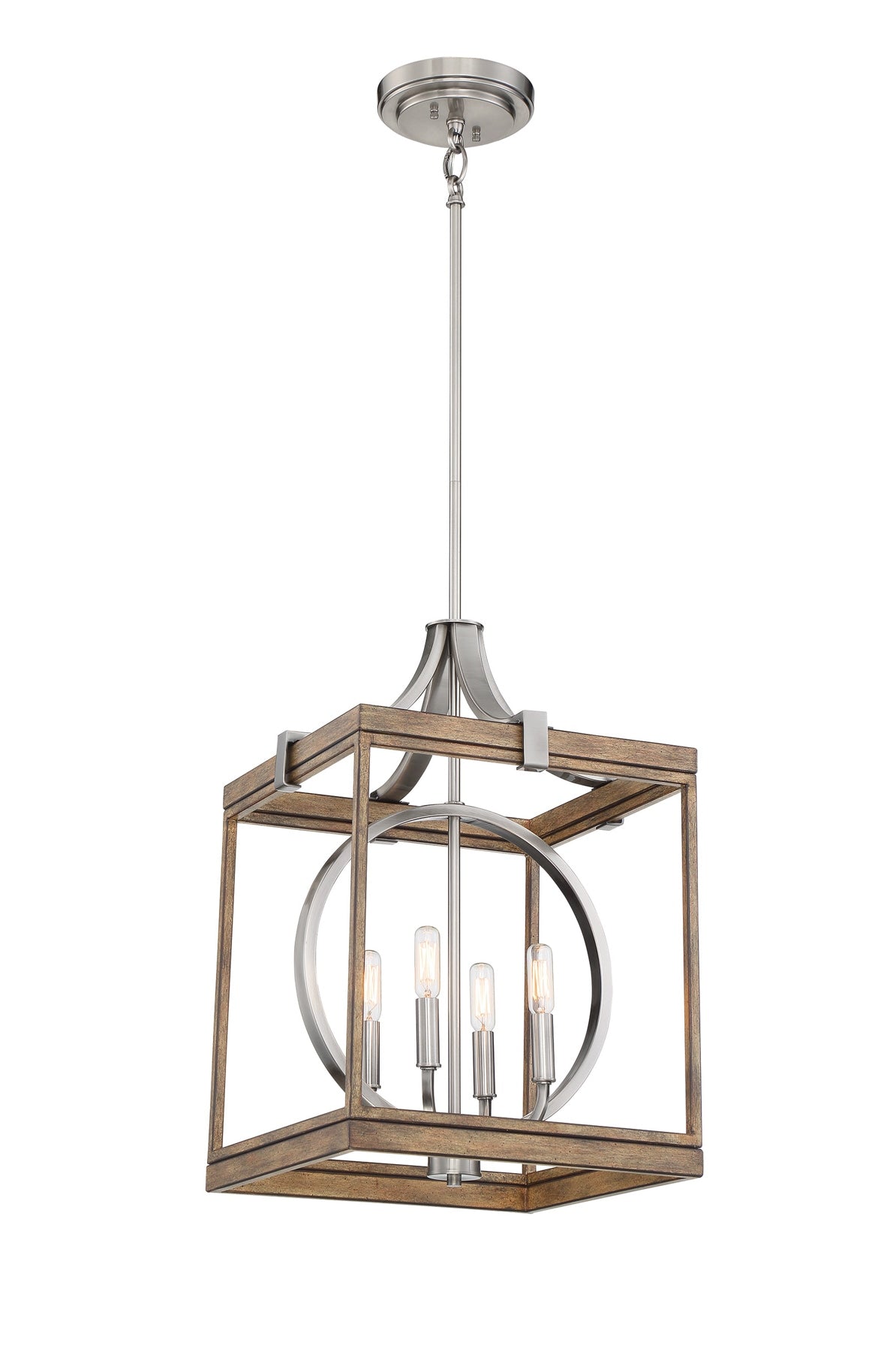 Minka Lavery Country Estates 4 -Light Sun Faded Wood Transitional Lantern Medium Hanging Pendant light 1664318