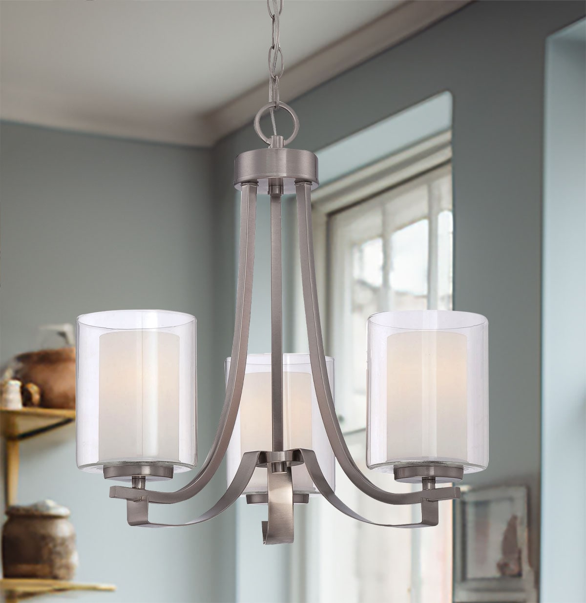 Minka Lavery Parsons Studio 3 -Light Brushed Nickel Modern/contemporary For Use in Bedrooms, Dining Rooms, Foyers, Kitchens, Living Rooms Chandelier 1640785