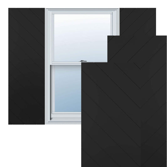 Ekena Millwork 15-in W x 70-in H Black Flat panel Exterior Shutters ( 2 -Pack )