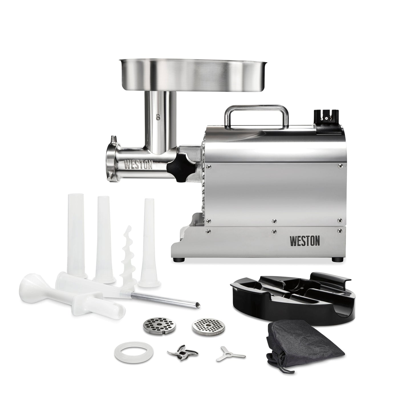Weston Commercial/Residential Medium Grind Stainless Steel Electric Meat Grinder (550-Watt) 10-0801-W