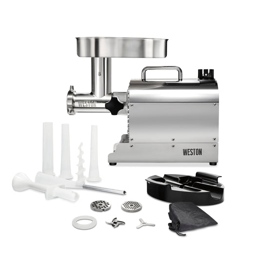 Weston Commercial/Residential Medium Grind Stainless Steel Electric Meat Grinder (550-Watt) 10-0801-W