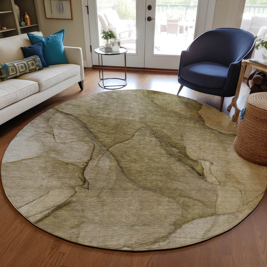 Addison Rugs Chantille ACN607BR 8 x 8 (ft) Brown Round Indoor/Outdoor Abstract Machine washable Area rug