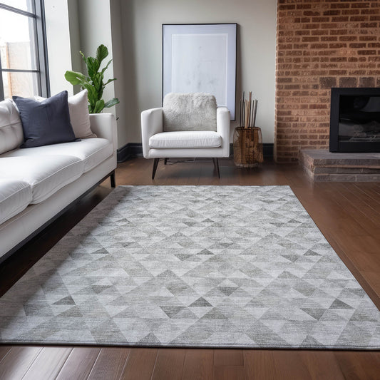 Addison Rugs Chantille ACN612SV 9 x 12 (ft) Silver Rectangular Indoor/Outdoor Abstract Machine washable Area rug