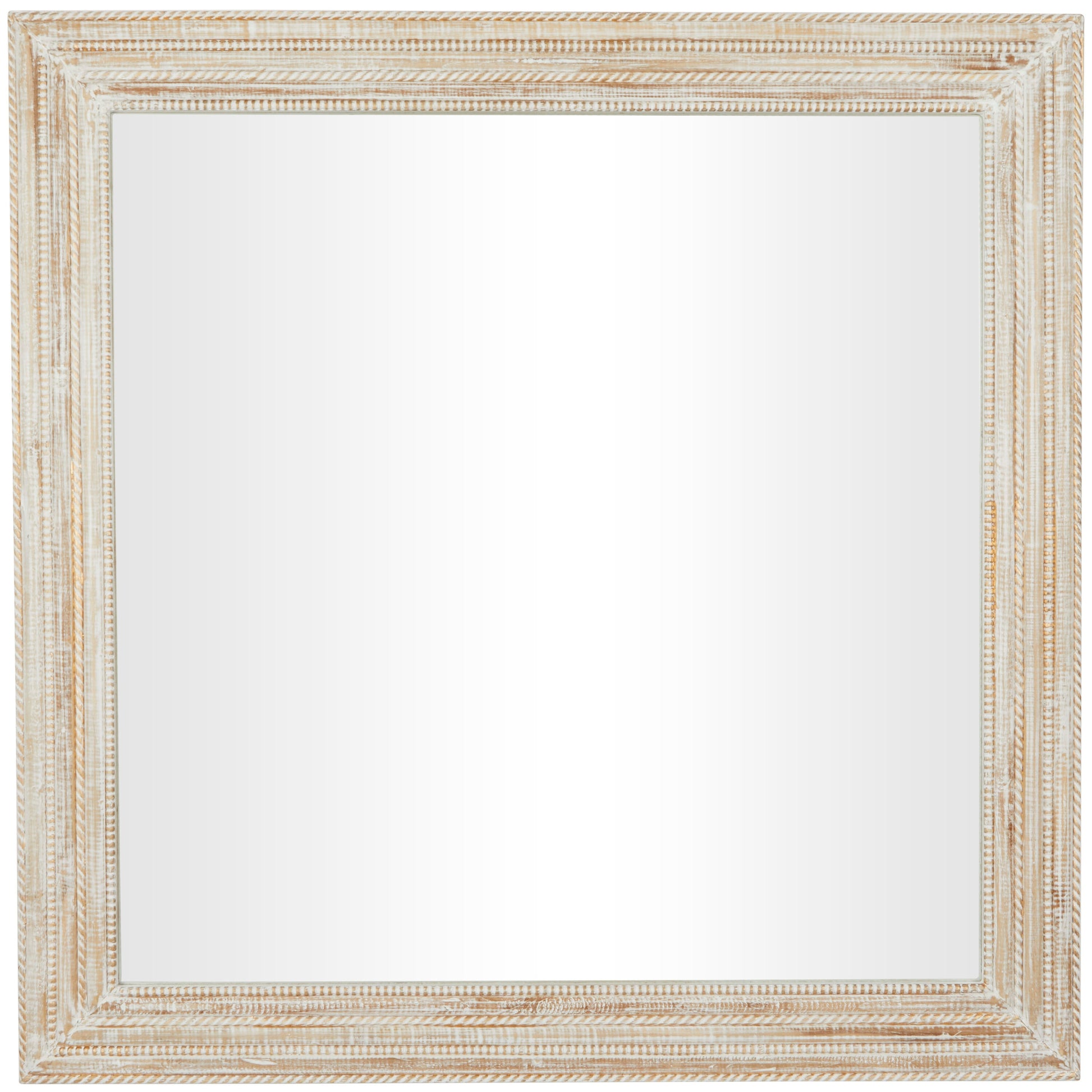 Grayson Lane 43.5-in W x 43.5-in H Square Cream Handmade Framed Wall Mirror