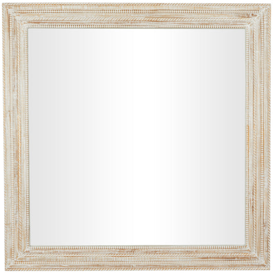 Grayson Lane 43.5-in W x 43.5-in H Square Cream Handmade Framed Wall Mirror