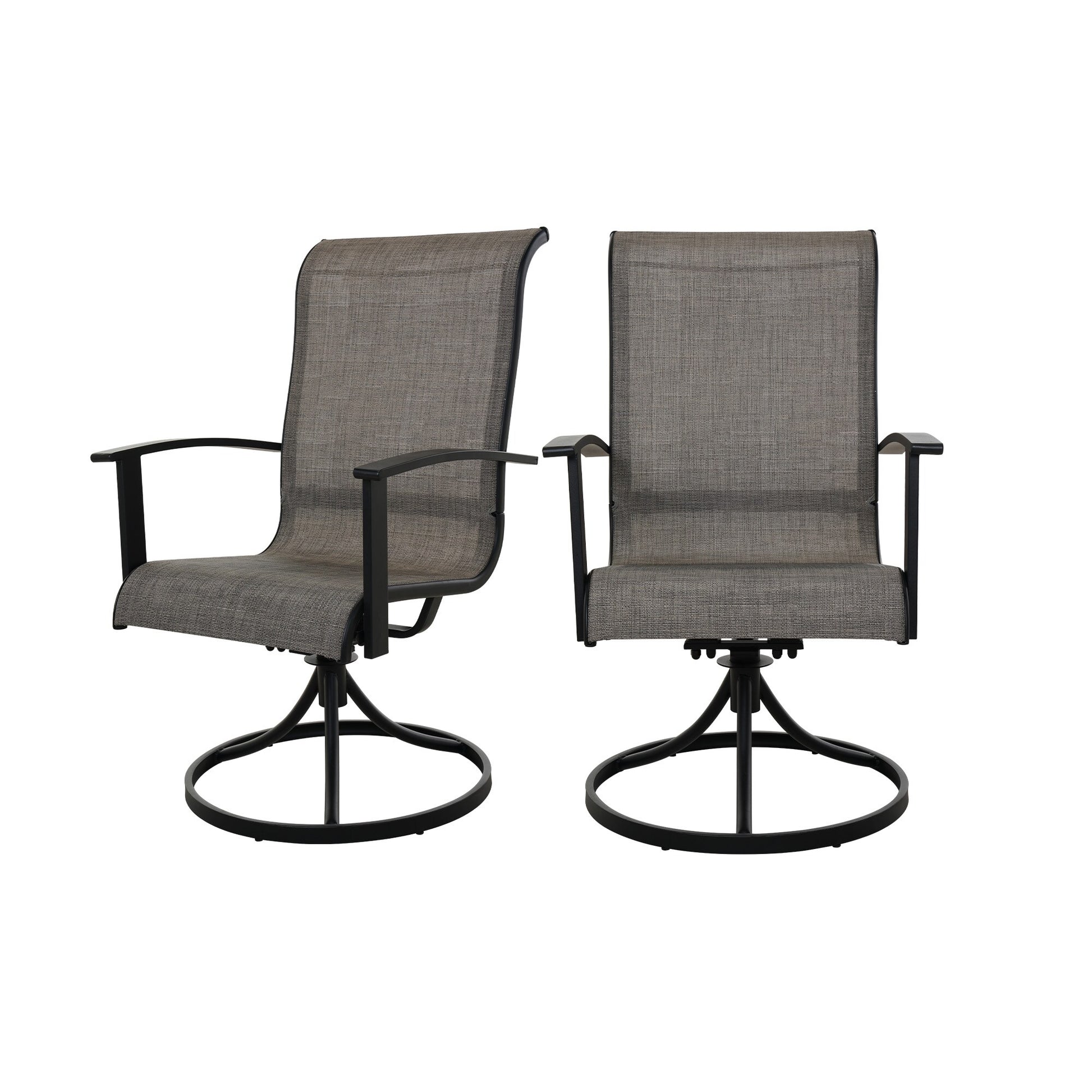 Clihome 2 Piece All Iron Removable Teslin Swivel Dining Chair Set of 2 Woven Iron Iron Frame Swivel Dining Chair with Gray Woven Seat