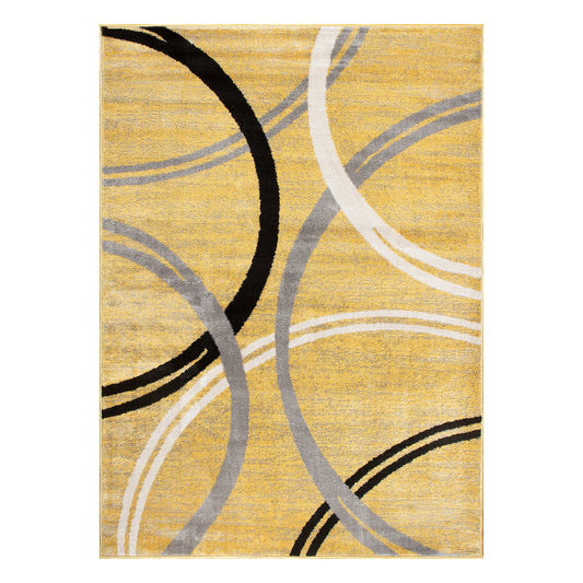 World Rug Gallery 8 x 12 (ft) Loomed Yellow Rectangular Indoor Geometric Global Pet Friendly Area rug
