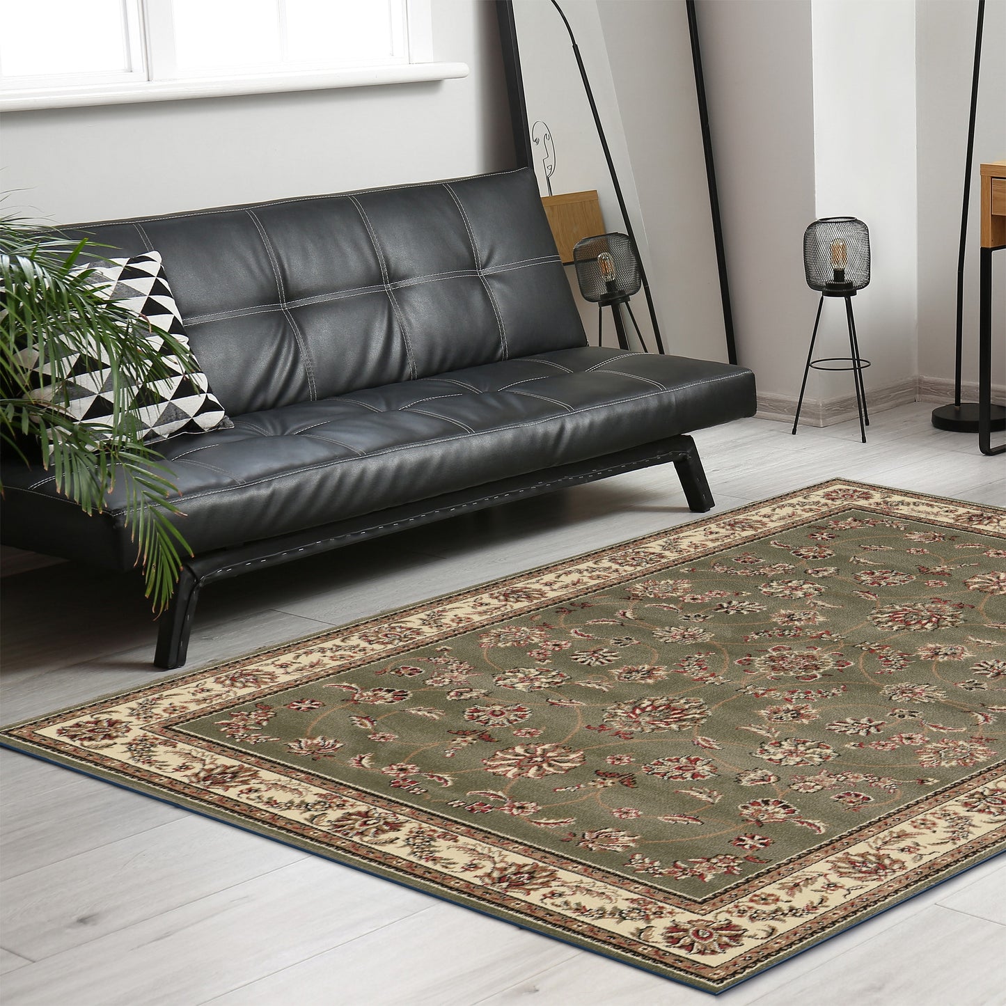Radici USA Como 8 x 11 (ft) Green Rectangular Indoor Floral/Botanical Oriental Area rug