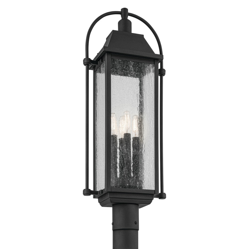 Kichler Harbor Row 27.25-in Textured Black Farmhouse Outdoor Light post lantern 5696786