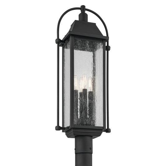 Kichler Harbor Row 27.25-in Textured Black Farmhouse Outdoor Light post lantern 5696786