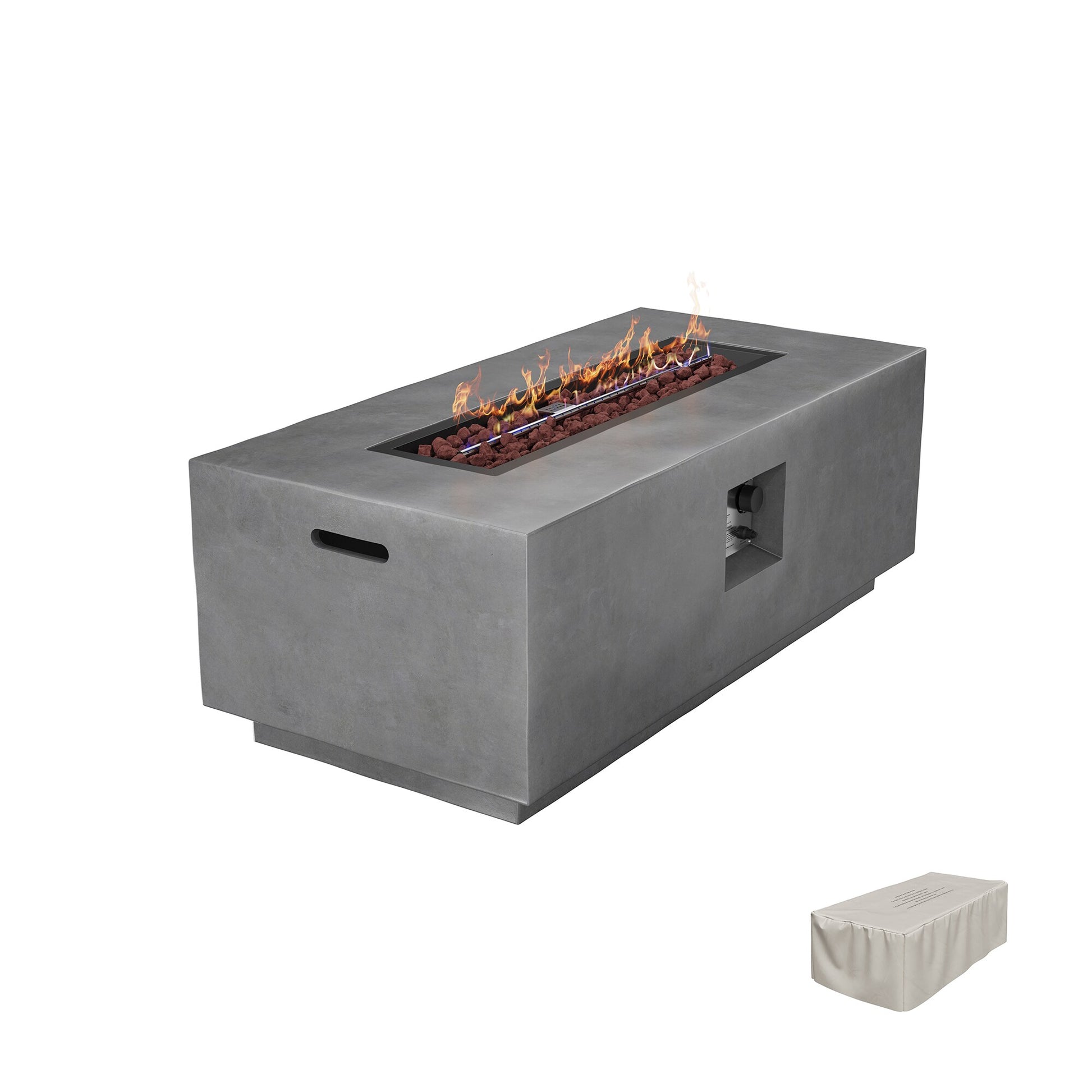 Clihome 20.08-in W Dark Gray Magnesium oxide Rectangle Liquid propane Fire table