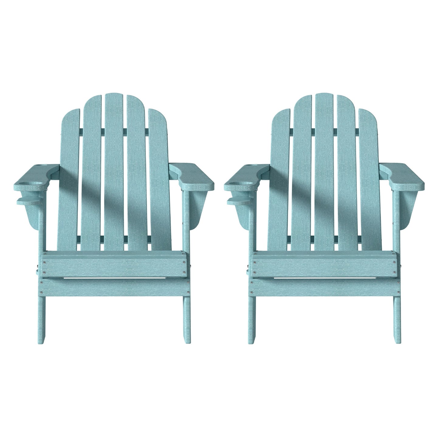 Clihome 2 Pieces of Slate Cyan Blue Adirondack Chairs Set of 2 Cyan Blue HDPE Frame Stationary Adirondack Chair with Slat Seat