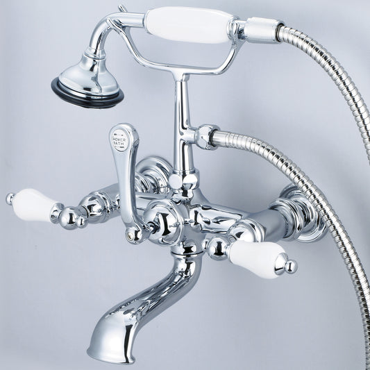 Water Creation F6 Chrome 3-handle Wall-mount High-arc Bathtub Faucet with Hand Shower