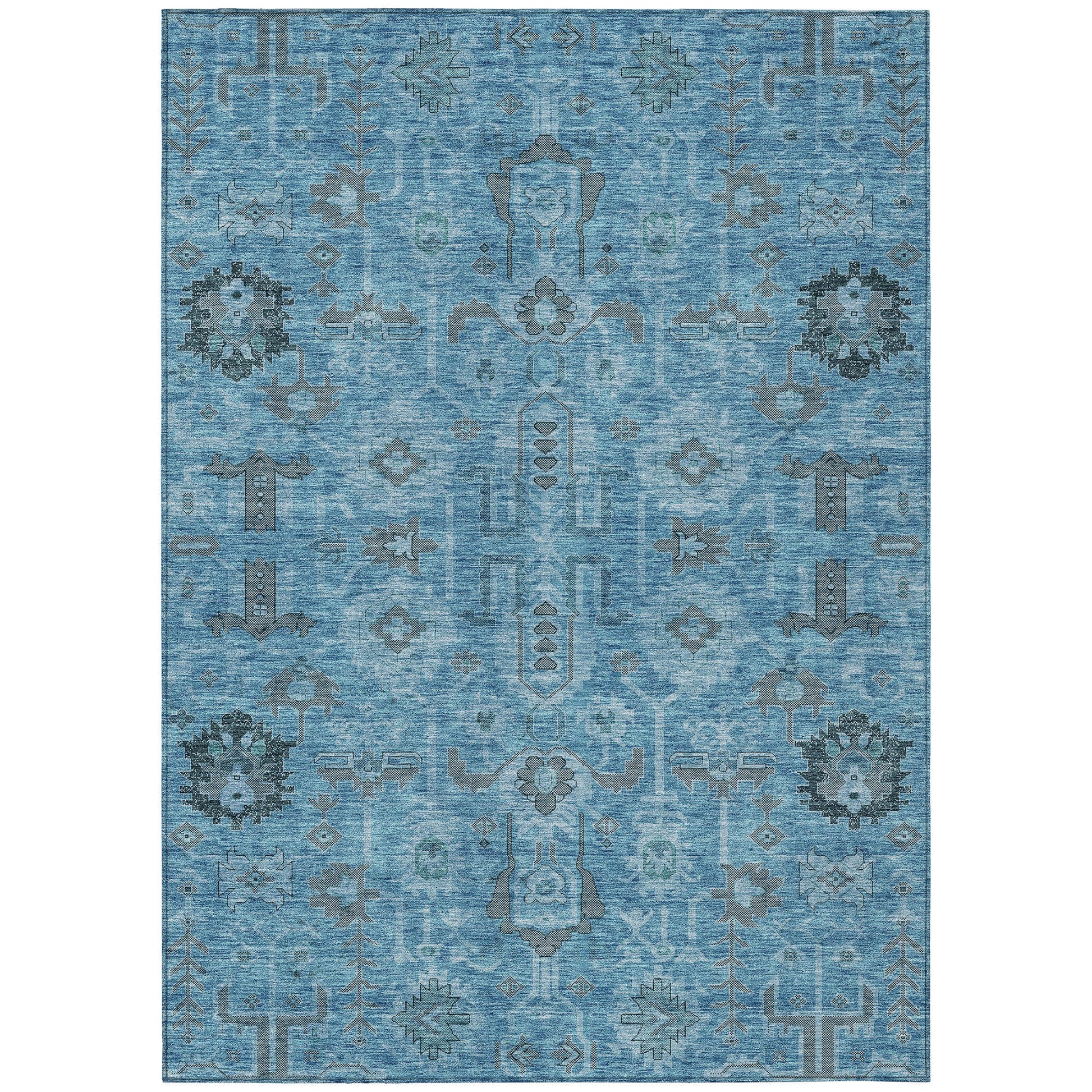 Addison Rugs Chantille ACN697BU 8 x 10 (ft) Blue Rectangular Indoor/Outdoor Geometric Machine washable Area rug