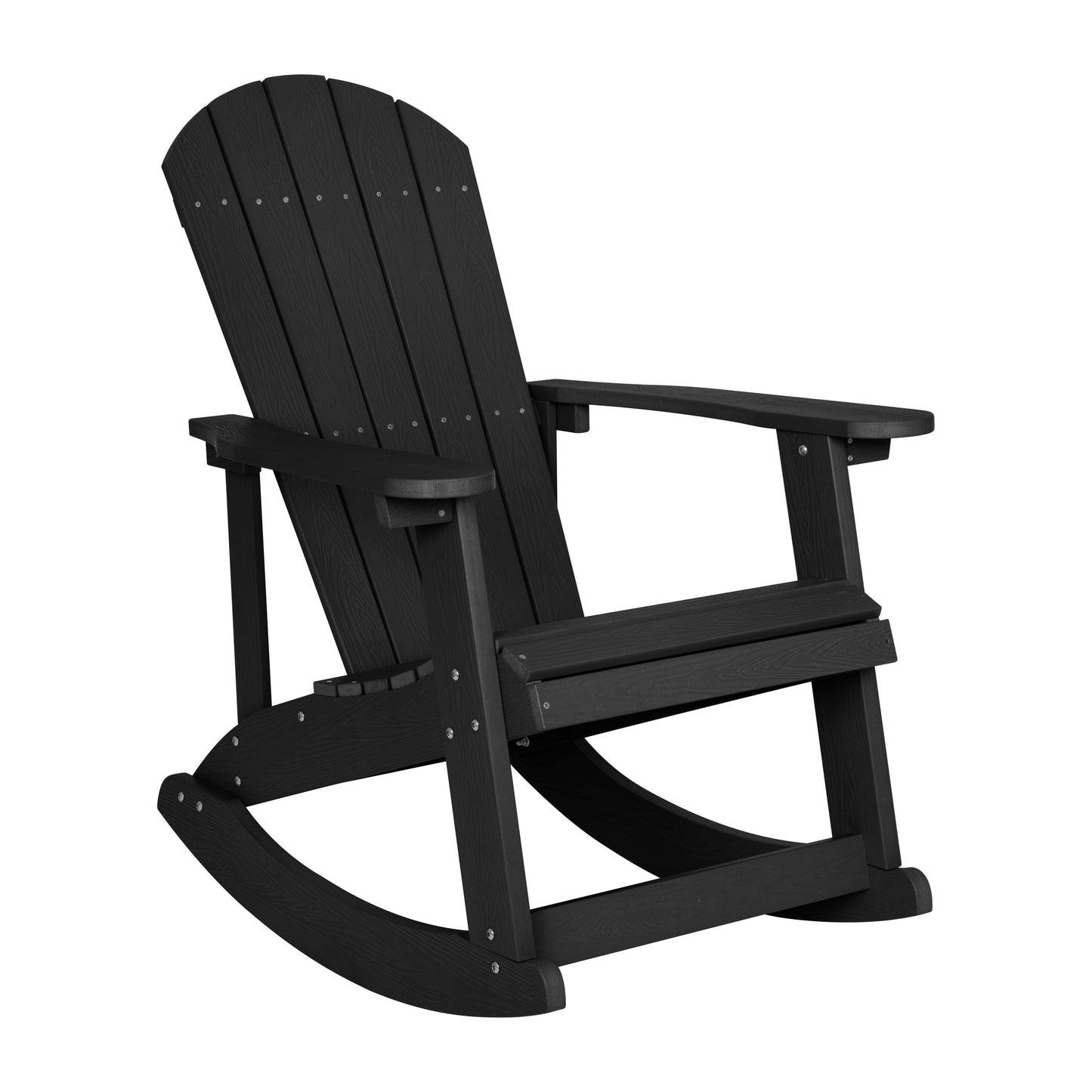 Taylor & Logan Savannah Black Resin Frame Rocking Chair with Solid Seat