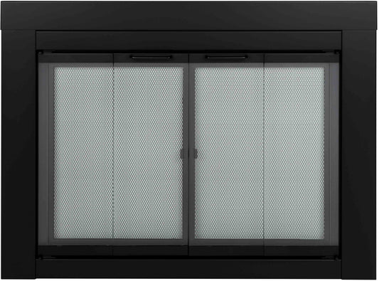 Pleasant Hearth Ascot Black Medium Bifold Fireplace Doors with Clear Tempered Glass AT-1001
