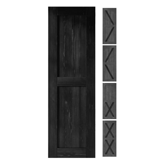 HOMACER 24-in x 80-in Black Pine Wood Solid core Single Barn Door (Hardware Not Included)