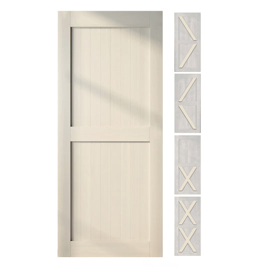 HOMACER 46-in x 80-in Tinsmith Gray Pine Wood Solid core Single Barn Door (Hardware Not Included)