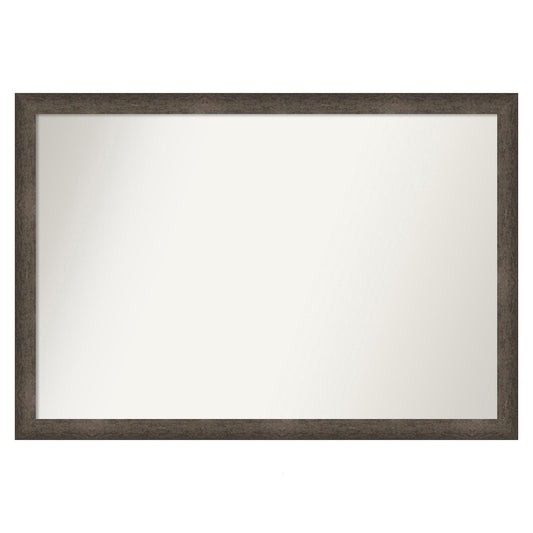 Amanti Art Dappled Light Bronze Narrow Frame 38.75-Inches W x 26.75-Inches H Rectangle Salon Scoop Silver Framed Vanity Mirror