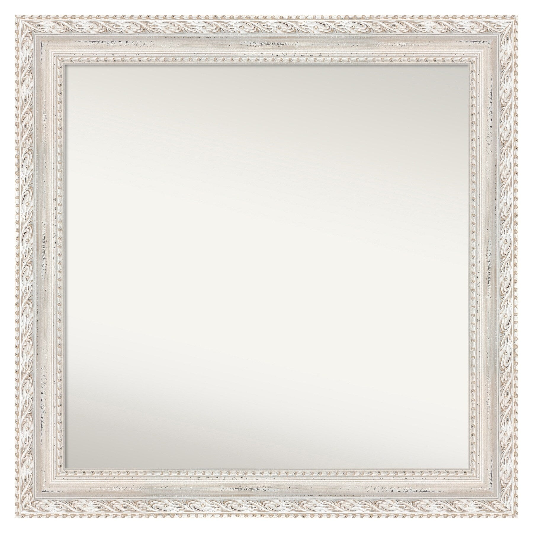 Amanti Art Opera Off White Frame 31.5-Inches W x 31.5-Inches H Square Salon Scoop Silver Framed Wall Mirror