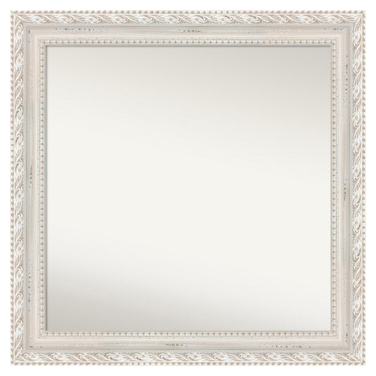 Amanti Art Opera Off White Frame 31.5-Inches W x 31.5-Inches H Square Salon Scoop Silver Framed Wall Mirror