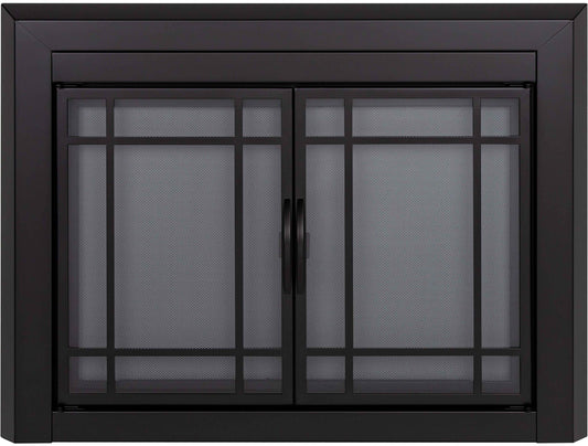 Pleasant Hearth Easton Black Large Cabinet-style Fireplace Doors with Smoke Tempered Glass EA-5012