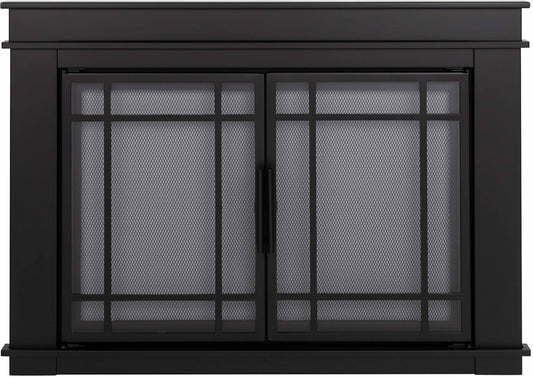 Pleasant Hearth Filmore Midnight Black Large Cabinet-style Fireplace Doors with Smoke Tempered Glass FL-5802