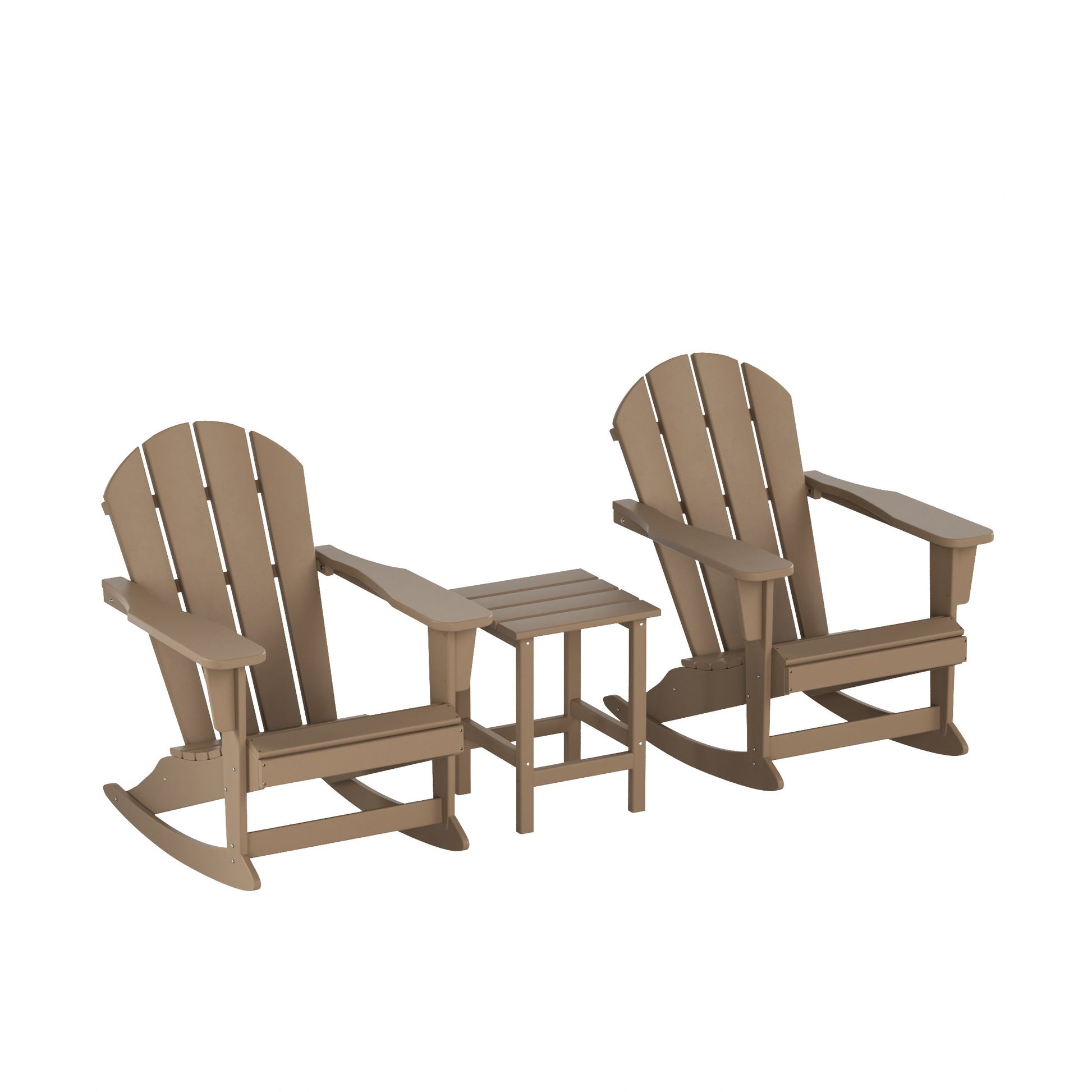 Westin Furniture Laguna Set of 2 Weathered Wood HDPE Frame Rocking Chair with Slat Seat