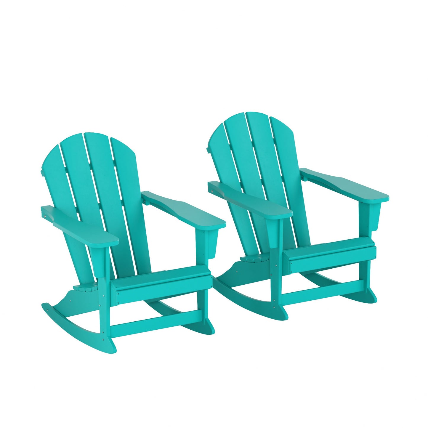 Westin Furniture Laguna Set of 2 Turquoise HDPE Frame Rocking Chair with Slat Seat