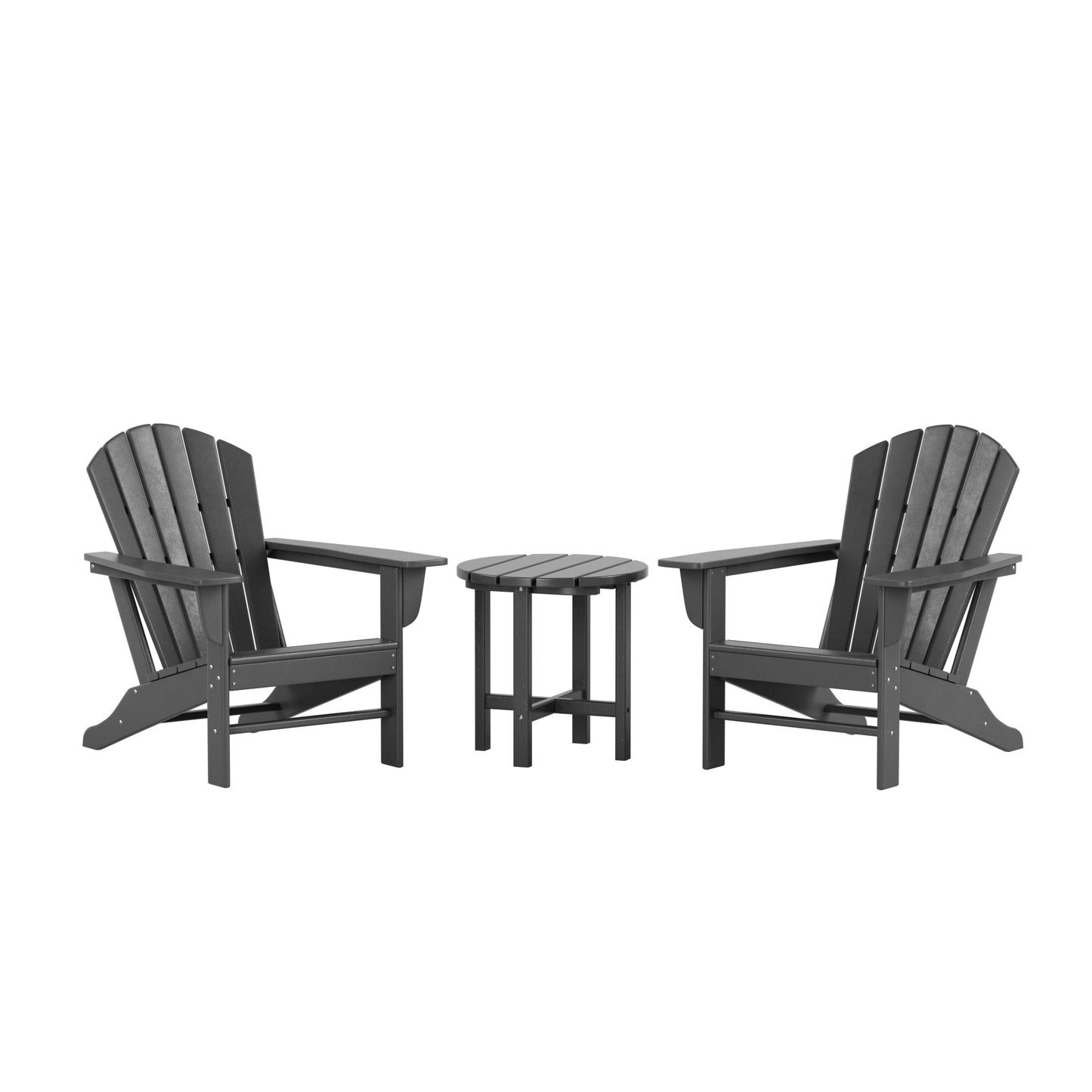 Westin Furniture Altura Set of 2 Gray HDPE Frame Stationary Adirondack Chair with Slat Seat
