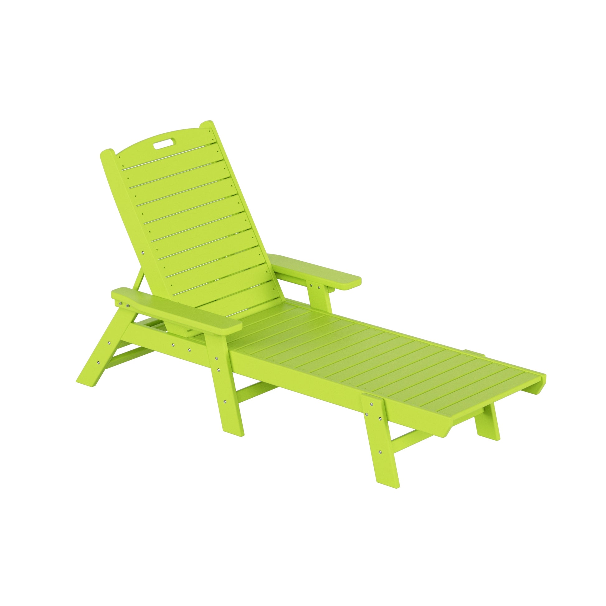 Westin Furniture Laguna Stackable Lime Green Plastic Frame Stationary Chaise Lounge Chair with Slat Seat