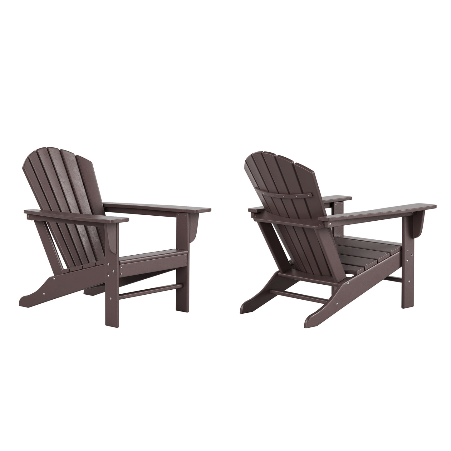 Westin Furniture Altura Set of 2 Dark Brown HDPE Frame Stationary Adirondack Chair with Slat Seat