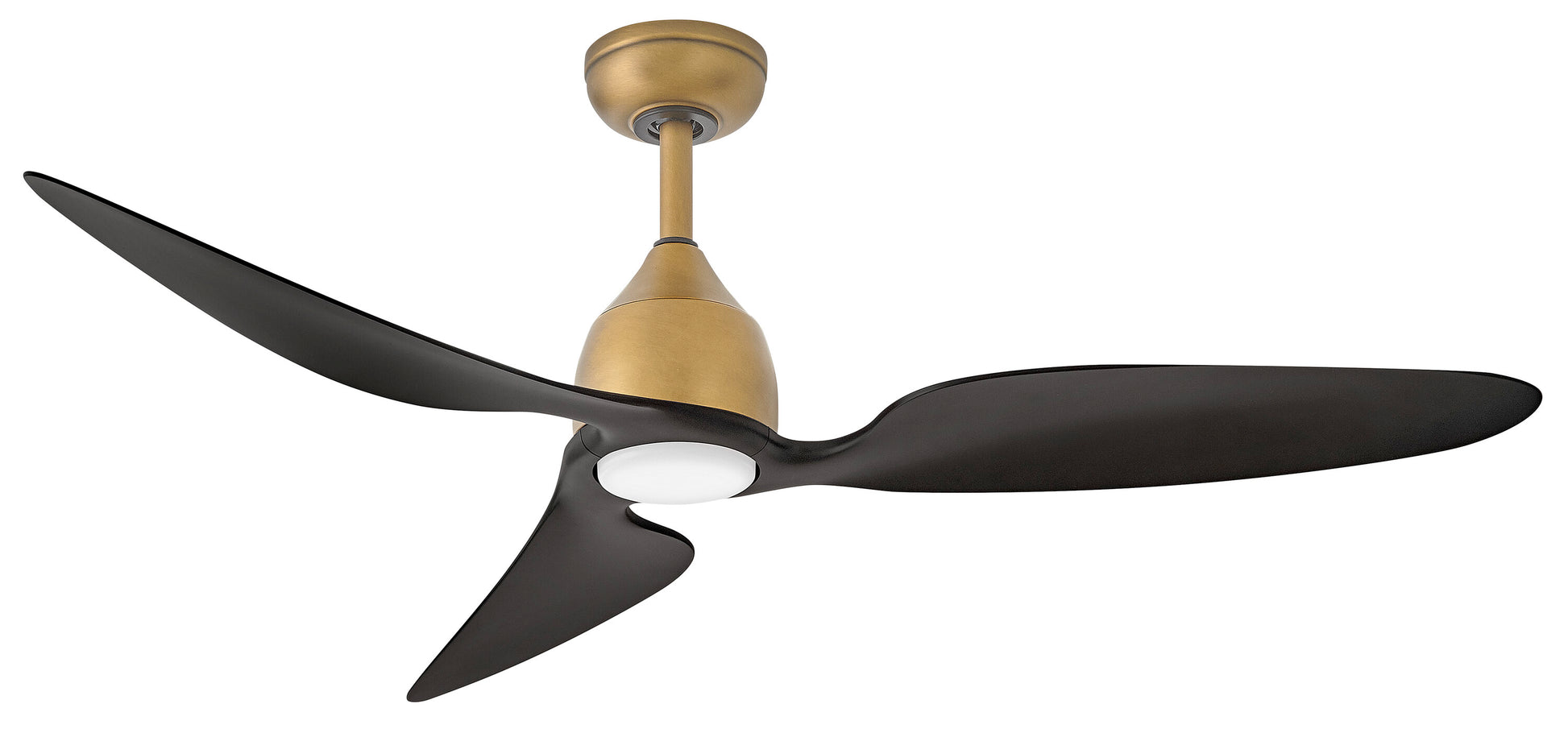 Hinkley Azura 52-in Integrated LED Outdoor Smart Heritage Brass with Matte Black Blades Ceiling Fan With Light - Remote Included ( 3 -Blade ) 6249263