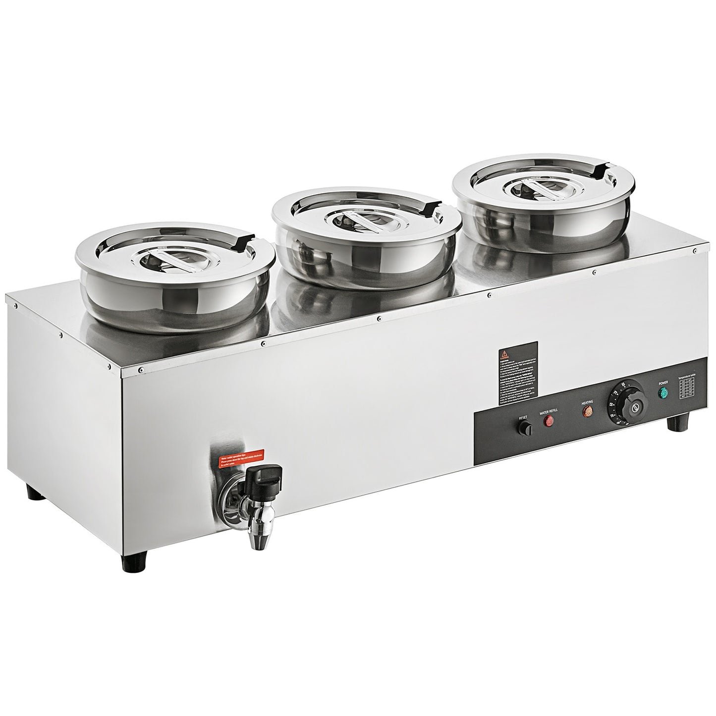 VEVOR 3-Station 22.2-Quart Commercial/Residential Electric Food Warmer BW3374QT1200W47W6V1
