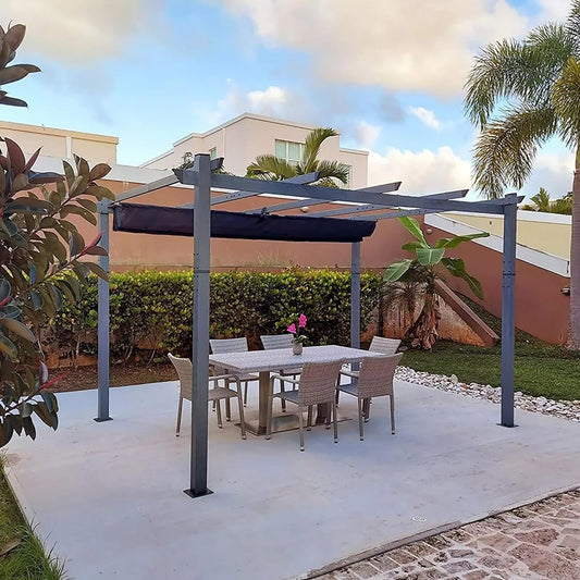 PURPLE LEAF Pergola 10-ft W x 13-ft L x 7-ft 6-in H Navy Blue Metal Freestanding Pergola with Canopy