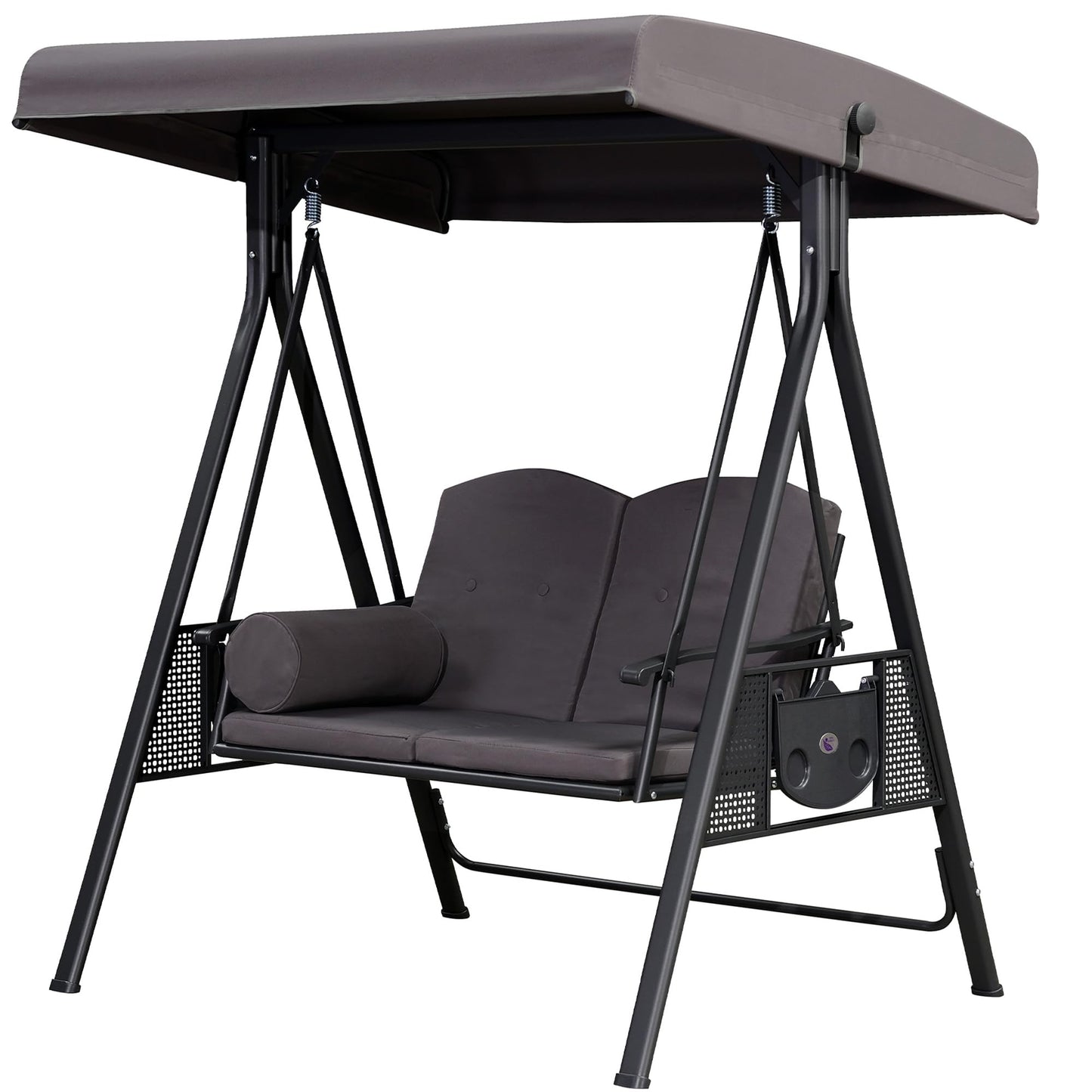 PURPLE LEAF Deluxe Outdoor Patio Porch Swing 2 -person Gray Aluminum Outdoor Swing