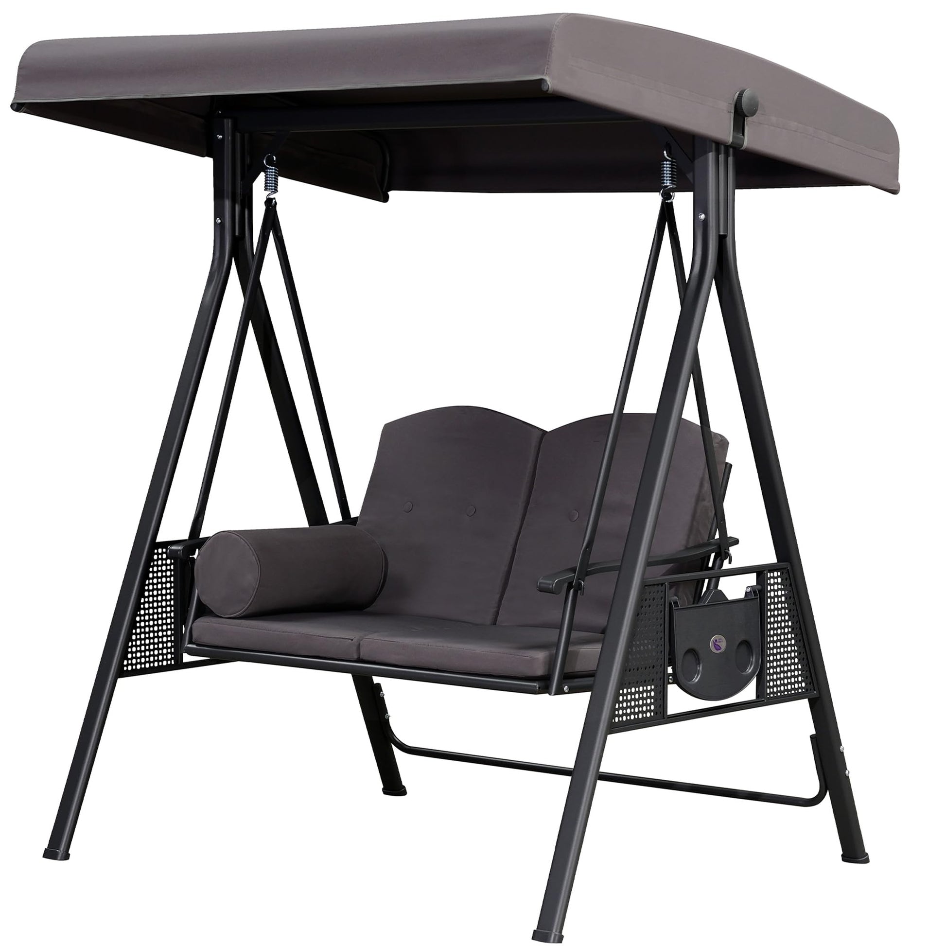 PURPLE LEAF Deluxe Outdoor Patio Porch Swing 2 -person Gray Aluminum Outdoor Swing