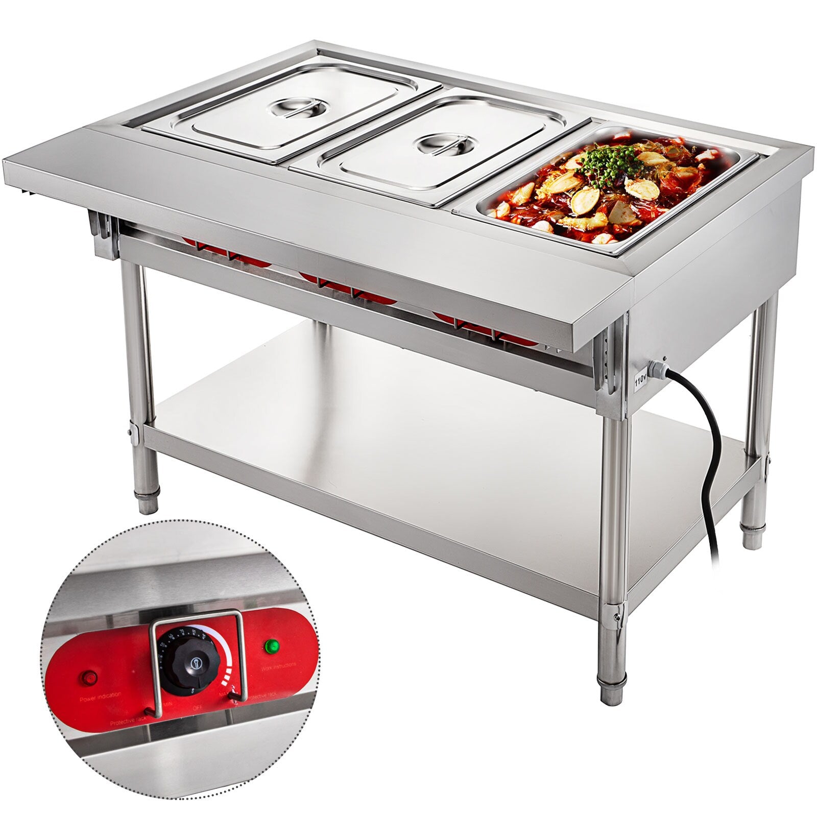 VEVOR 3-Station 84.52-Quart Commercial/Residential Electric Food Warmer CJRT3G1500W000001V1