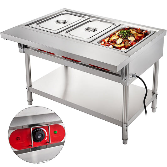VEVOR 3-Station 84.52-Quart Commercial/Residential Electric Food Warmer CJRT3G1500W000001V1