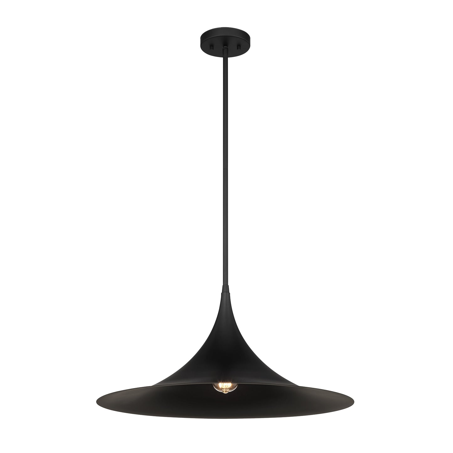 Savoy House Bowdin 1-Light Pendant in Matte Black Matte Black Modern/contemporary Cone Large Hanging Pendant light